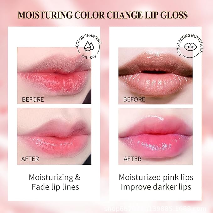 firstfly 6 Pcs/Set Flower Jelly Lipstick, Transferproof Color Change Lip Goss Moisturizer Long Lasting Nutritious Balm, Magic Temperature Change Clear ph Lipstick for Women (Green)