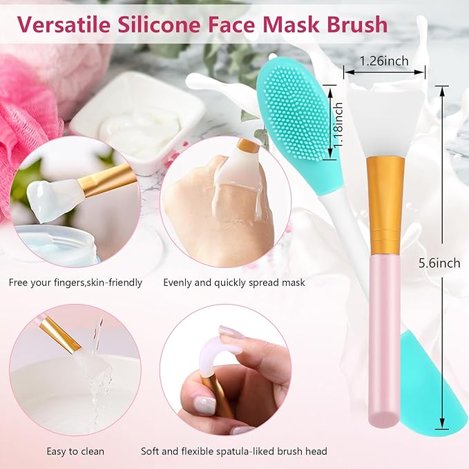 Silicone Face Scrubber, 2pcs Exfoliating Lip Brush, 1pcs Cleansing Brush,2pcs Face Mask Exfoliator Blackhead Skin Care Tool