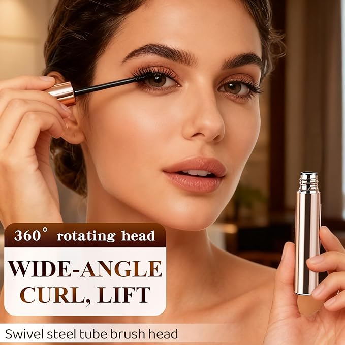 Ultra-Fine Lengthening Waterproof Quick-Dry Mascara, Ultimate Length Volumizing Lashes, for Tiny and Lower Eyelashes & Older Women, Waterproof, Smudge-Proof, Clump-Proof (Black)