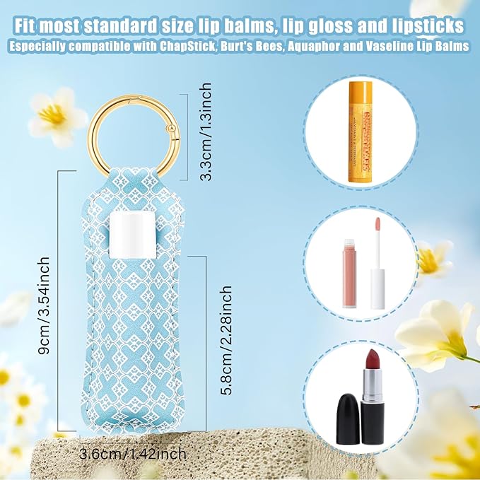 WK IEASON Lip Balm Holder for Chapstick Lipstick Sleeve Keychain,Small Christmas Gifts Stocking Stuffers for Teen Girls Women