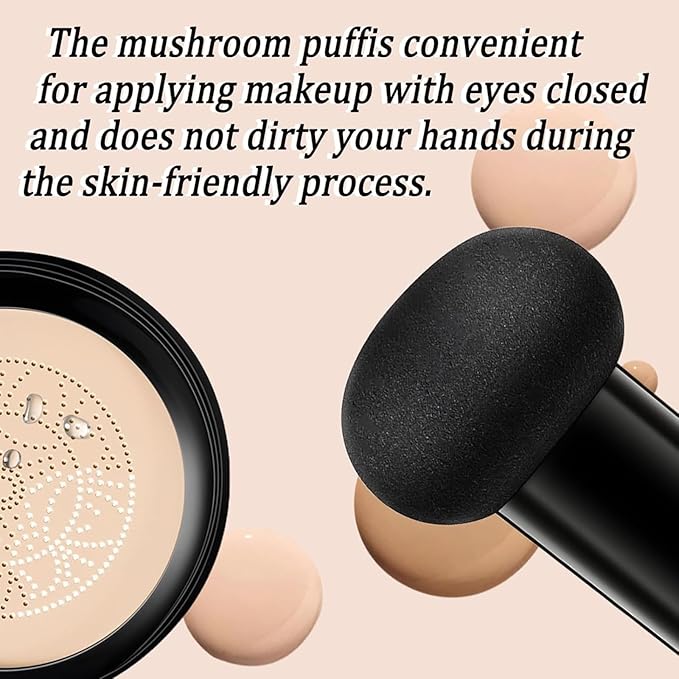 Foundation for Older Women | Mushroom Head Air Cushion CC Cream - BB Cream Full Coverage Makeup Foundation Long Lasting Waterproof Hydrating Lightweight (lvory white)