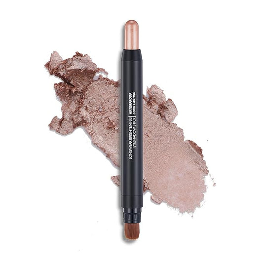 Light Copper Shimmer Dual Ended Eyeshadow Stick 12 Colors Matte and Shimmer Waterproof Long Lasting Creamy Eyeshadow Pencil for Smokey Eye Natural Everyday Makeup