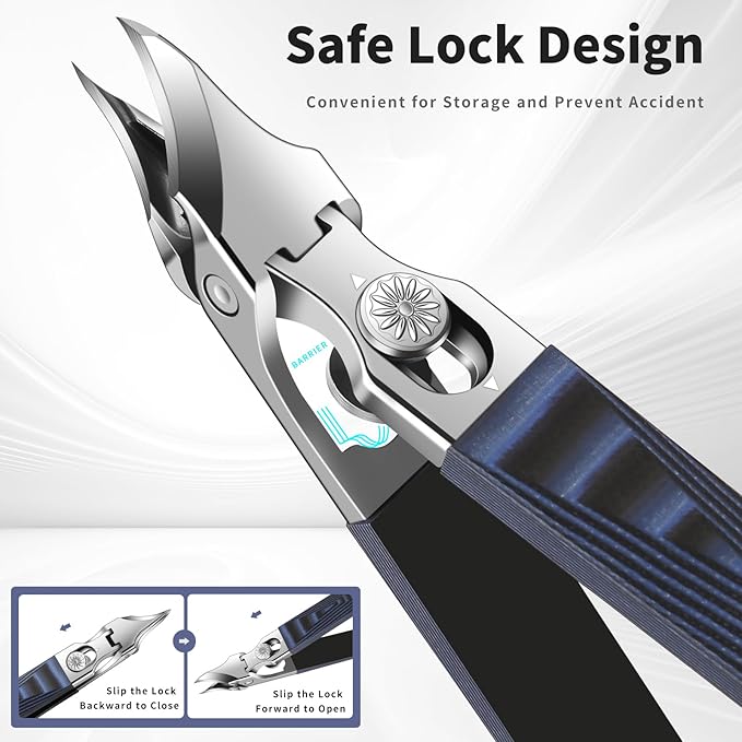 Ingrown Toenail Clippers with Curved Sharp Blade, Toe Nail Clippers for Ingrown Nails, Toenail Nipper for Seniors with Thick Toenails (Straight Blue C)