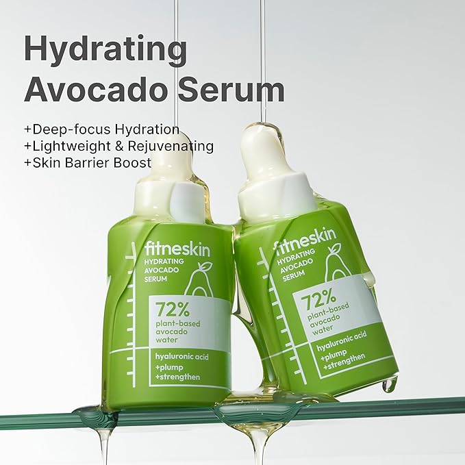 Hydrating Serum with Avocado, Hyaluronic Acid & Panthenol – Barrier Boosting + Brightening Serum for Sensitive Skin – Vegan, Fragrance-Free, Dermatologist-Tested – 30ml