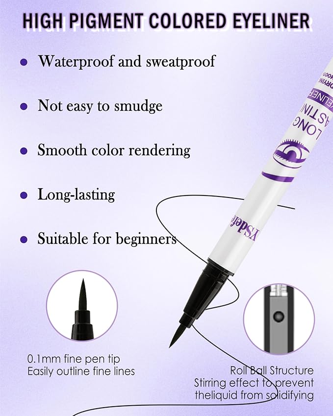 Liquid Eyeliner Pen, Blue Waterproof Long Lasting Colored Eye Liner Pen with Precision Tip, Matte Colorful Smudgeproof High Pigmented Eyeliner Pencil, Christmas Party Eye Makeup Gift for Women-04