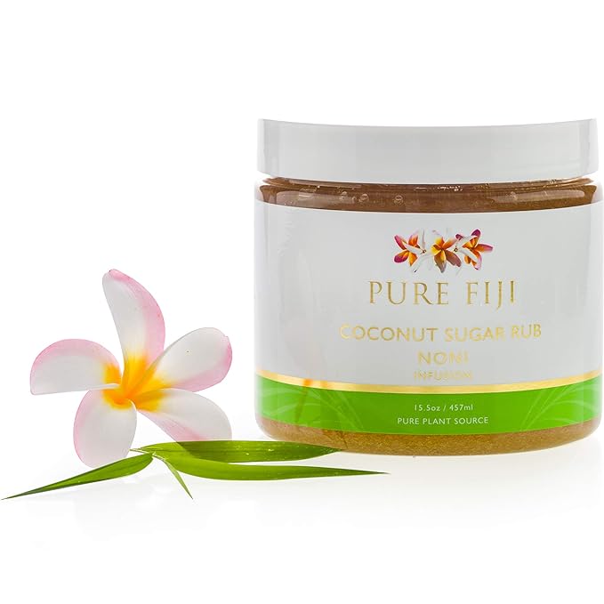 Pure Fiji Coconut Sugar Body Scrub - Body Exfoliator Scrub Natural Origin for Smooths and Softens Skin - Organic Exfoliating Sugar Scrub for Body, Noni, 15.5 Oz