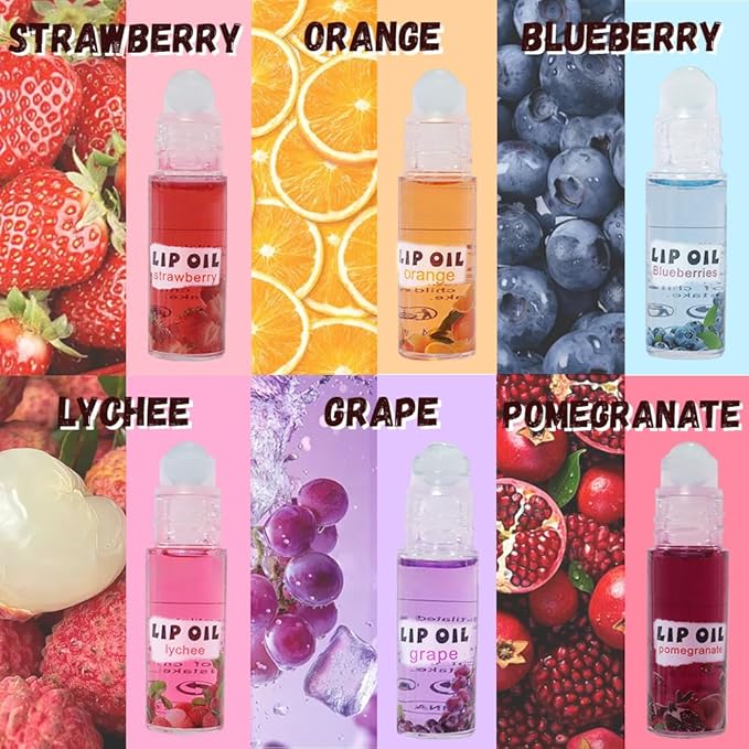 Kaely 6Pcs Mini Roll On Kids Lip Gloss, Fruit Flavored Lipgloss Set for Girls & Teens Party Favors, Hydrating & Moisturizing Lip Gloss Oil Makeup, Birthday Christmas Gifts, Vegan & Cruelty-Free