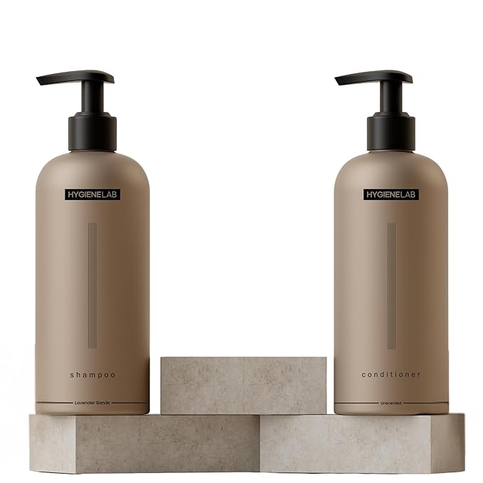 HygieneLab Men's Hair Care Duo– EWG Verified Shampoo (10 fl oz) & Conditioner (10 fl oz) – Fragrance-Free, Paraben-Free Duo for All Hair Types – Gentle Cleanse & Hydration with Premium Formula