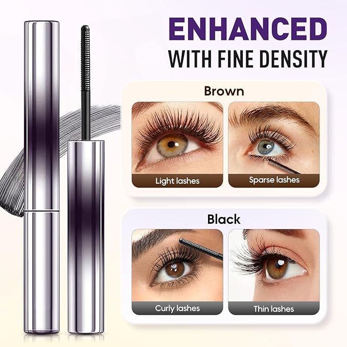Iron Wand Mascara, Metal Wand Mascara Black Washable Metal Mascaras, Waterproof Long-Lasting 3D Curling Eyelash Iron Mascaras with No Flaking (Black)