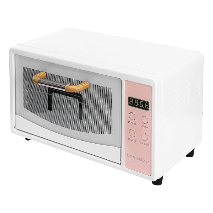 10L Nail Tool Cleaning Machine, High Capacity Nail Care Tools Drying Box Multi-Functional Manicure Tool Cleaning Cabinet for Home Use, Barbers, Beauty Salons, and Spas (White+Pink)