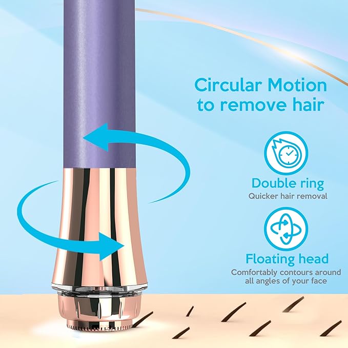 iMusthav Facial Hair Remover for Women | 18K Gold 20mm Dual Ring Head | 360° LED Light USB Rechargeable
