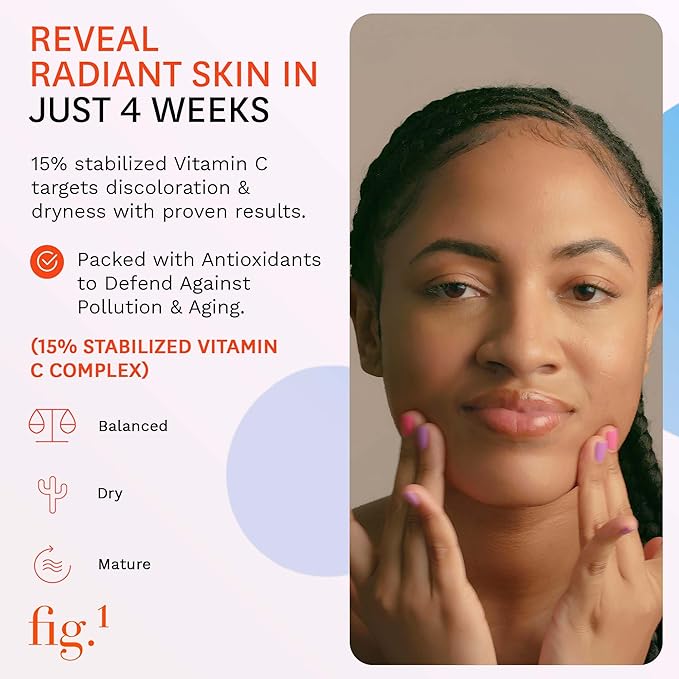 Fig.1 Vitamin C 15% Face Serum Refill for Women – Hydrating, Antioxidant Serum for Face – Moisturizing Facial Skin Care Treatment for Dry, Oily, Normal Skin – 1.0 oz