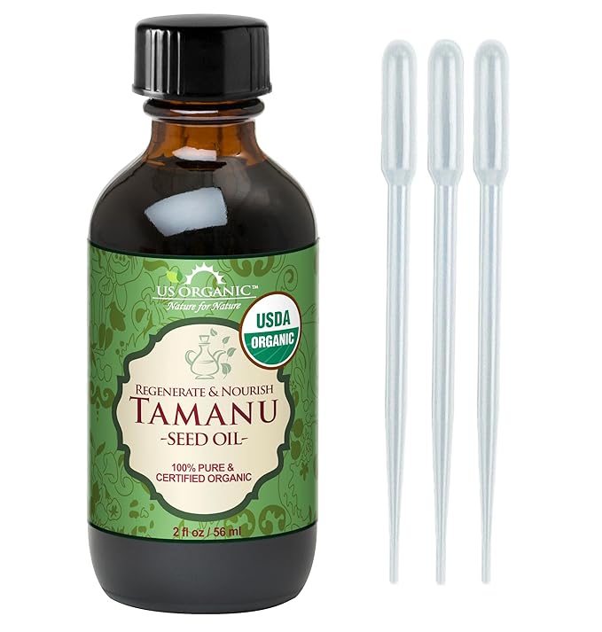 US Organic Tamanu Oil, USDA Certified Organic, 100% Pure Virgin Cold Pressed Unrefined, Dark Green Color, Sourced from Southeast Asia_Improved cap_2oz (56 ml)