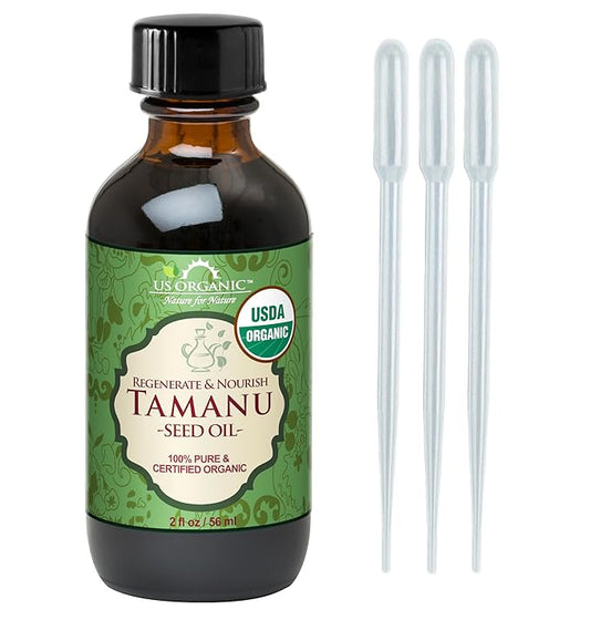 US Organic Tamanu Oil, USDA Certified Organic, 100% Pure Virgin Cold Pressed Unrefined, Dark Green Color, Sourced from Southeast Asia_Improved cap_2oz (56 ml)