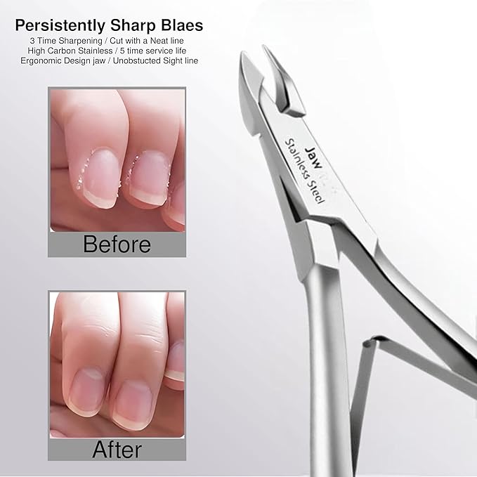 UM Supplies Cuticle Trimmer | Hangnail Remover | Extremely Sharp | Professional Cuticle Nippers | Stainless Steel | Cuticle clippers | Pedicure Manicure Tool (jaw 14) 5mm (Double Edge)