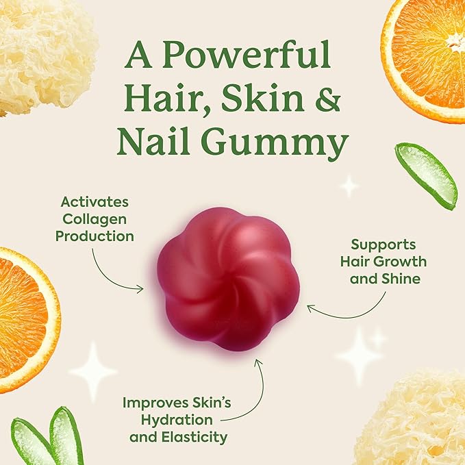 Plant People WonderBeauty Hair, Skin & Nails Rejuvenation Gummies with Tremella Mushroom, Marine Collagen Peptides, Keratin, & Biotin – Watermelon Flavor, 60 Gummies