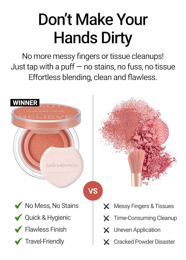 JUNGSAEMMOOL Artist Cushion Blush (Blooming Pansy) | Easy to Blend, Lightweight, Hydrating Korean Makeup Cushion Blush for Dewy & Glowing Cheeks