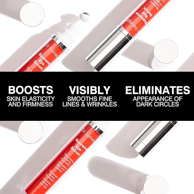 Dr Sebagh Supreme Eye Serum (0.5 fl oz) - Advanced Roll-On Formula - Designed to Aid Smoother Younger & Firmer-Looking Skin - Helps Reduce Puffiness Circles Fine Lines & Wrinkles - Boosts Elasticity