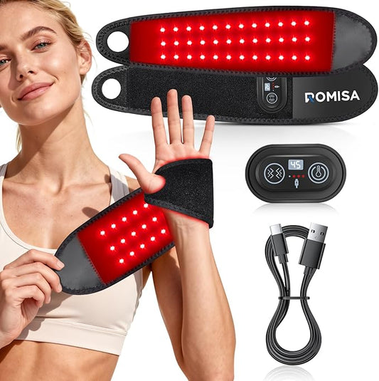 Red Light Therapy for Hand Wrist, 3000mAh Wireless Controller, Near Infrared Light Therapy Wrist Brace & Red Light Therapy Wrist Wrap Pad Wrist with Heat & Massage
