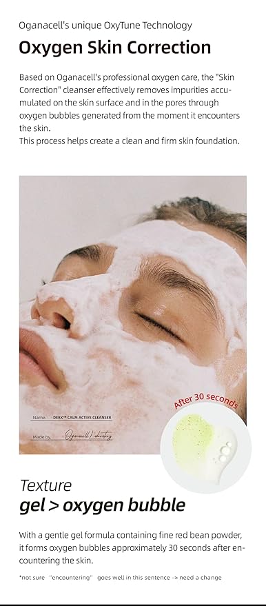 OGANA CELL DERX Facial Cleanser for Sensitive & Oily Skin – Calm Cleansing Foam with Plant Tannin, Redness Relief & Oil Control, Oxygen Bubble Technology, Korea Skincare (120ml/4.05 fl.oz.)