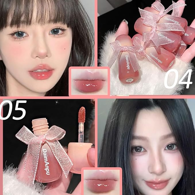 6Pcs Hydrating Jelly Cute Lip Gloss Set,Moisturizing Water Lip Stain Liquid Lipsticks,Waterproof Long Lasting Clear Oxygen Tinted Lip Blam Cute Lip Glaze