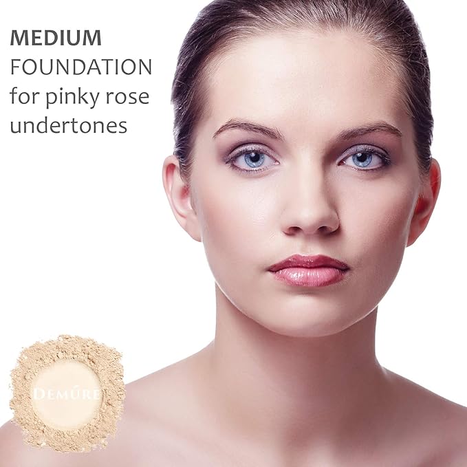 Demure Medium Foundation Powder, Loose Face Powder - Natural Makeup with Pure Crushed Minerals