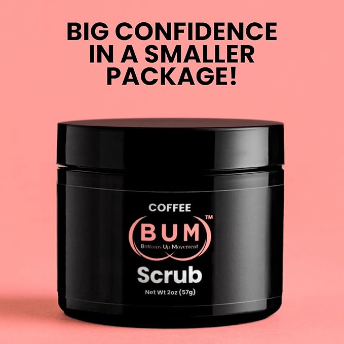BUM Coffee Sugar Scrub for Body - Coffee Scrub Body Exfoliator with Organic Shea, Coconut Oil, Rosehip, Vitamin E & Jojoba - Moisturizing, Seductively Scented & Subtly Flavored Exfoliant (2 oz)