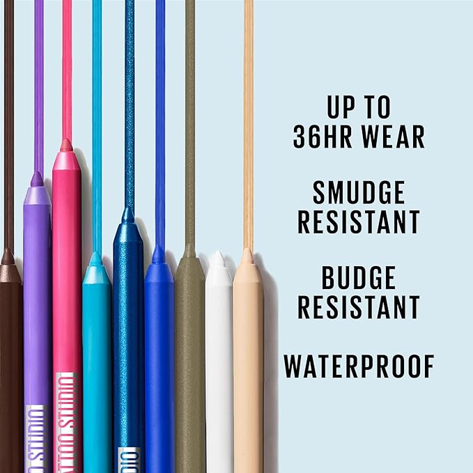 MAYBELLINE New York Tattoo Studio Long-Lasting Sharpenable Eyeliner Pencil, Glide on Smooth Gel Pigments with 36 Hour Wear, Waterproof Metallic Nights 0.04 oz