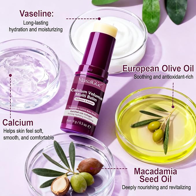 Calcium Multi Balm, 2-Pack Intensive Repair Cream & Collagen Moisturizing Stick, Anti-Aging Face Cream for Wrinkles, Firming & Hydrating for Eyes, Neck, Face, 9g