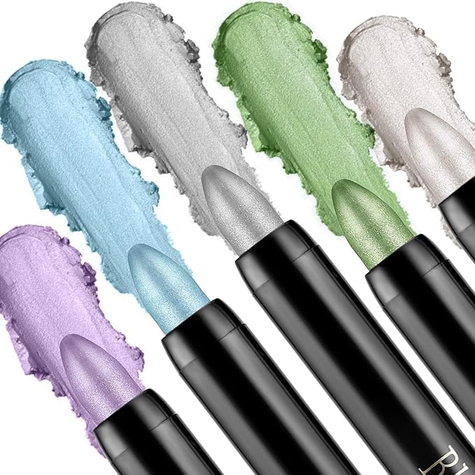 Boobeen Eyeshadow Pencil Crayon Waterproof Stick Shimmer Cream Pen - Create Glitter Eye Makeup, Easy to Use (01#+15#)