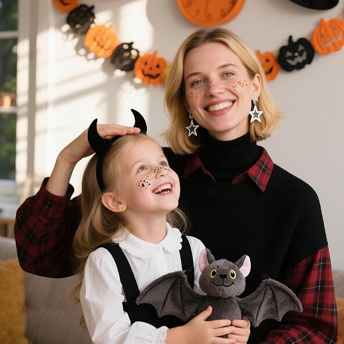 Face Glitter Freckles Tattoo,Temporary Tattoos Makeup Patches, Body Glitter Fake Freckles Stickers for Kid Halloween Decor,Theme Party,Bats Witch Pumpkin Rave Accessories,30 PCS