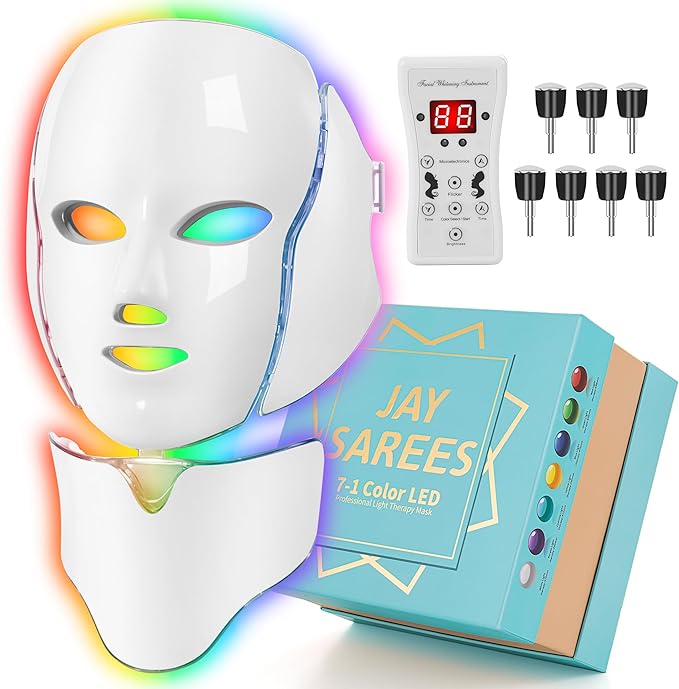 Red-Light-Therapy-for-Face, 7-1 Colors Led Face Mask Light Therapy, Facial Skin Care Mask, Birthday, Christmas, Mothers Day, Valentines Day Gifts for Her Women Mom Best Friend Wife Teacher (White)
