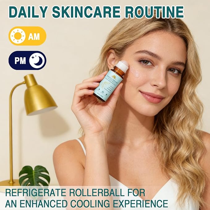 VOGUZY Frankincense and Castor Oil, Castor Oil Roll On with Rose Quartz, Pure, Organic, Cold-Pressed, Firms Skin,Reducing Fine Lines, Suitable for Face, Neck, Abdomen