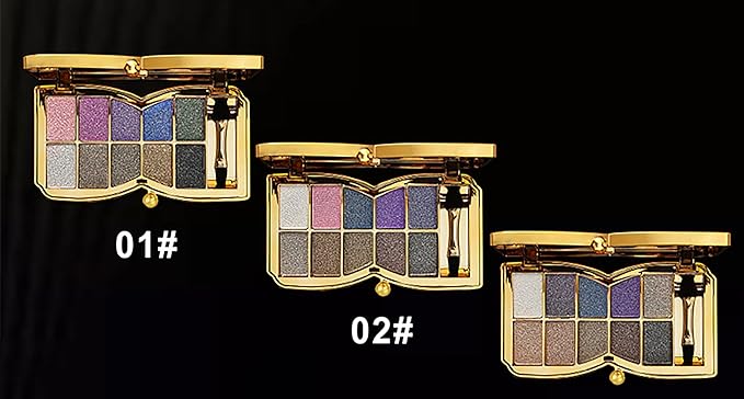 Glitter Eyeshadow Palette, 10 Colors Sparkle Shimmer & Matte Eye Shadow Highly Pigmented Waterproof Long Lasting Makeup Set (Color 2)