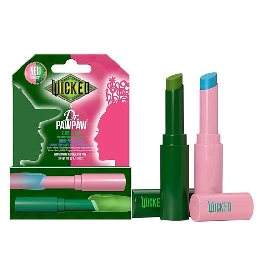 Dr. PawPaw Wicked Lip Balm Duo - Elphie, Glinda-Fied - Natural Balm with Aloe Vera - Gluten Free Lip Moisturizer to Soften and Hydrate - 2 pc