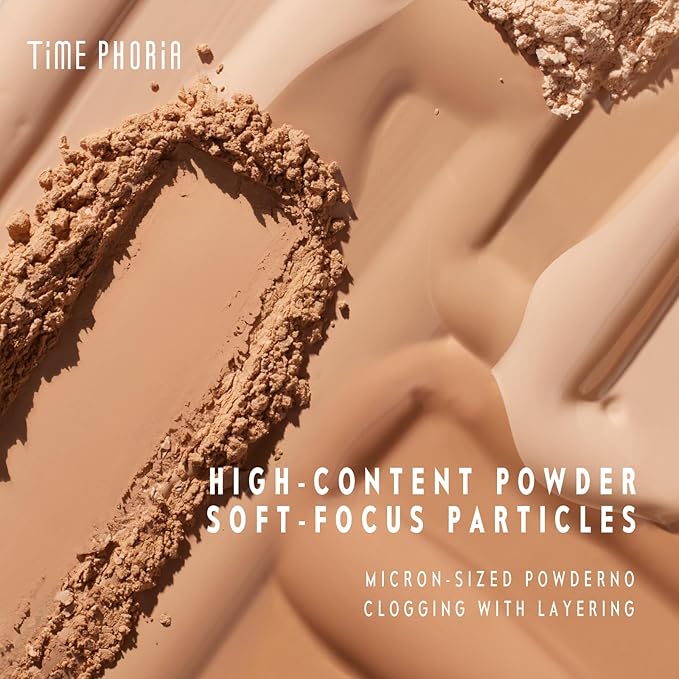 Timeless Optima Cover-Blur Skin Perfection Powder Foundation - Full Coverage, Blur Matte Finish, 16H Oil Control, Non-Comedogenic, with Double-Sided Applicator (03W Warm Fawn)