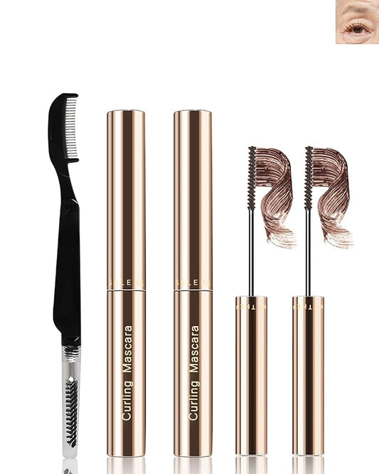 2PCS Brown Mascara for Older Women with Fine Short Lash,Extreme Length and Volume Waterproof Mascara Smudge-Proof,Ultra-Precise Slim Adjustable Brush Hypoallergenic for Mature Women Sensitive Eyes-02