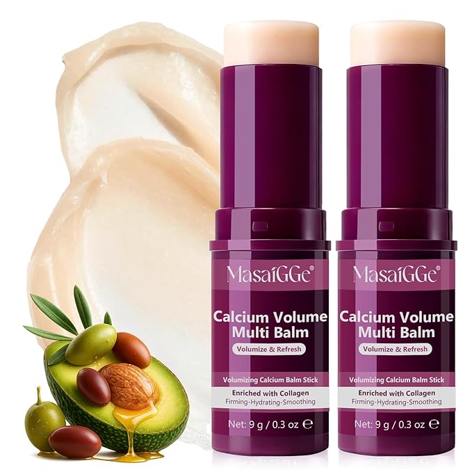 Calcium Multi Balm, 2-Pack Intensive Repair Cream & Collagen Moisturizing Stick, Anti-Aging Face Cream for Wrinkles, Firming & Hydrating for Eyes, Neck, Face, 9g