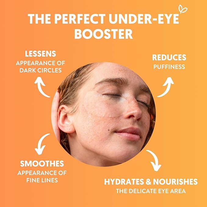 By Nature Vitamin C + Caffeine Brightening + Hydrating Under Eye Mask Patches - Energizing + Replenishing Eye Patches for Dark Circles - Skincare from New Zealand - Under Eye Patches - 5 Pairs