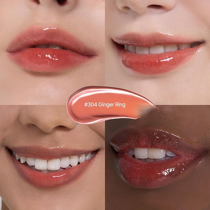 Laka Jelling Nude Gloss Mini, 1.9g/0.07oz, Sheer Hydrating Lip Oil with No Stain, Non-Sticky, Nourishing Gloss for a Fresh, Glowy Look, Vegan, Clean Beauty Makeup, K-Beauty (#304 Gingerring)