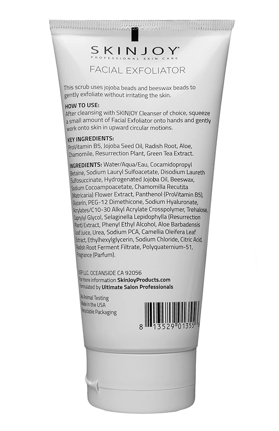 Face Exfoliator, Face Scrub with Jojoba and Beeswax Beads, Facial Skin Care Products, Blackhead Remover, Exfoliate for Face - 6.2 Oz / 175 g