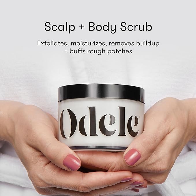 Odele Scalp + Body Scrub, Exfoliating Sugar Scrub with Caffeine to Remove Buildup, Hydrate & Smooth Skin and Scalp, For All Hair & Skin Types, 8 oz