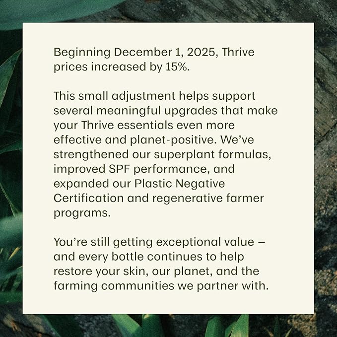 Thrive Natural Care Mineral Face Sunscreen SPF 30 - Daily Sunscreen for Face, No White Cast, Non-Nano Zinc Oxide - Lightweight Moisturizer Broad-Spectrum Protection - Vegan, 2 Fl Oz