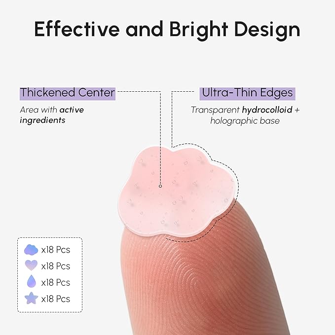 MAREE Star Pimple Patches for Face 2 PACK - Hydrocolloid Acne Patches w/Salicylic Acid, Tea Tree Oil & Centella - Cute Pimple Patches Stars - Teens Zit Patches Stickers - Parches Para Acne - 144 Dots