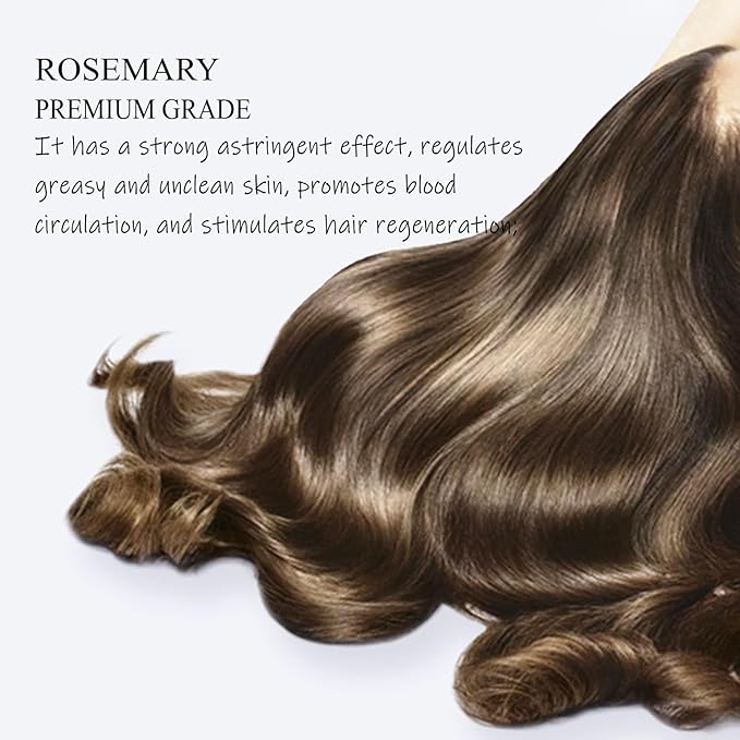 GOSNLDOW Rosemary Essential Oil for Hair Growth & Scalp Care - 3.38 Fl Oz (100ml) 100% Pure Organic Cold Pressed Oil in Glass Bottle - Aromatherapy Diffuser, Skin & Nail Treatment(Large, Rosemary)