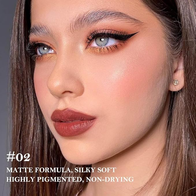 Smokey Topaz Gradient Matte Lip Liner Pencil Crayon for Women - Waterproof Smudge-Proof Kissproof Long-Wear Lip Pencil, Flawless Contour Ombre Effect Lip Crayon,Creamy Pigmented Lip Liner 02#