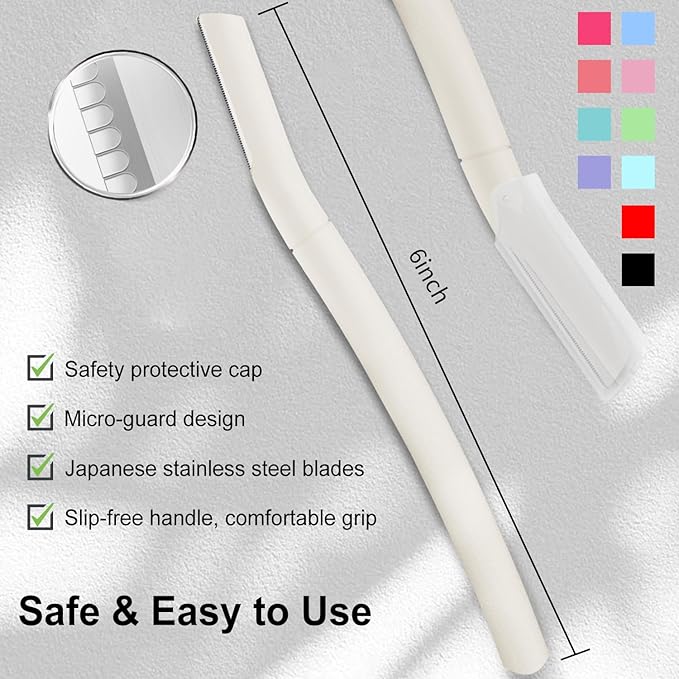 Dermaplane Razor, Face Razors for Women, Dermaplaning Tool with Microblades for Face, Gentle Facial Exfoliation, Peach Fuzz Removal and Eyebrow Shaping, Skin Care Tool for Smoother Skin, Cream