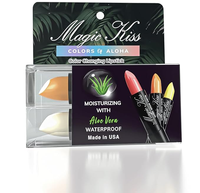 Magic Kiss Color Changing Matte Lipstick set, Long Lasting Nutritious Lips Moisturizer Magic Temperature Color Change Lip Balm with Aloe Vera PH Lipstick MADE IN USA (2 Pack - White & Orange)