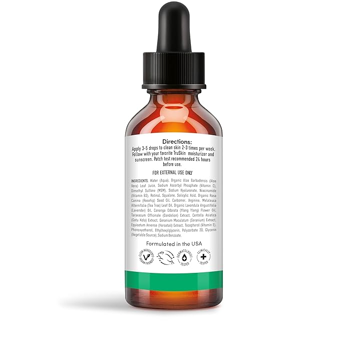 TruSkin Tea Tree Oil Acne Treatment Serum for Face – Salicylic Acid, Niacinamide, Vitamin C & Retinol – Clarifying Super Facial Serum for Acne-Prone Skin & Pores, 2 Oz