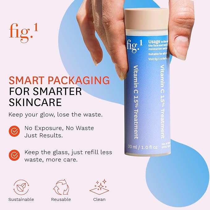 Fig.1 Vitamin C 15% Face Serum Refill for Women – Hydrating, Antioxidant Serum for Face – Moisturizing Facial Skin Care Treatment for Dry, Oily, Normal Skin – 1.0 oz